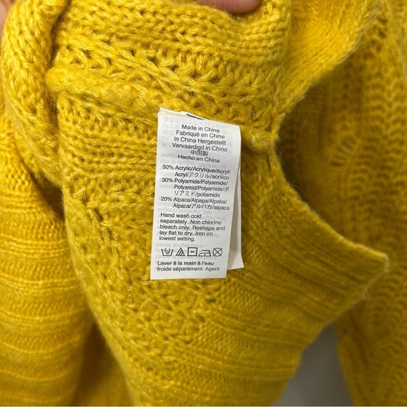 J. Crew Pointelle Yellow Mock Neck Cable Knit - Picture 6 of 7